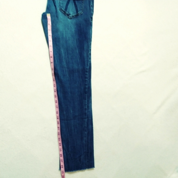 SEVEN JEANS Straight Leg Tummy Toner Light Distressing Raw Hem Stretchy Size 8 - Picture 2 of 11